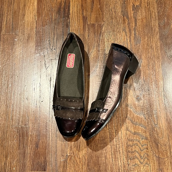 MUNRO AMERICAN WOMENS SHOES BROWN BRONZE LEATHER BLOCK HEEL - Picture 4 of 7